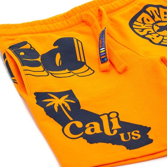 💥 SUMMER SALE - SKATE & SURF 100% COTTON FLEECE SHORTS IN ORANGE - Picture 4 of 7